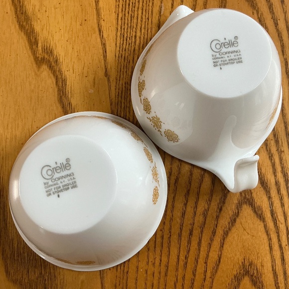Vintage Corelle Butterfly Gold Sugar Bowl & Creamer Server Set With Lid - Picture 3 of 5